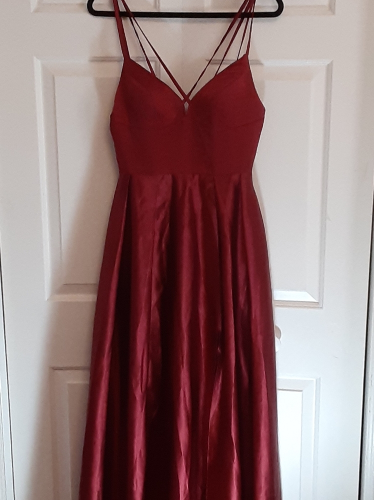Burgundy Floor length evening dress
